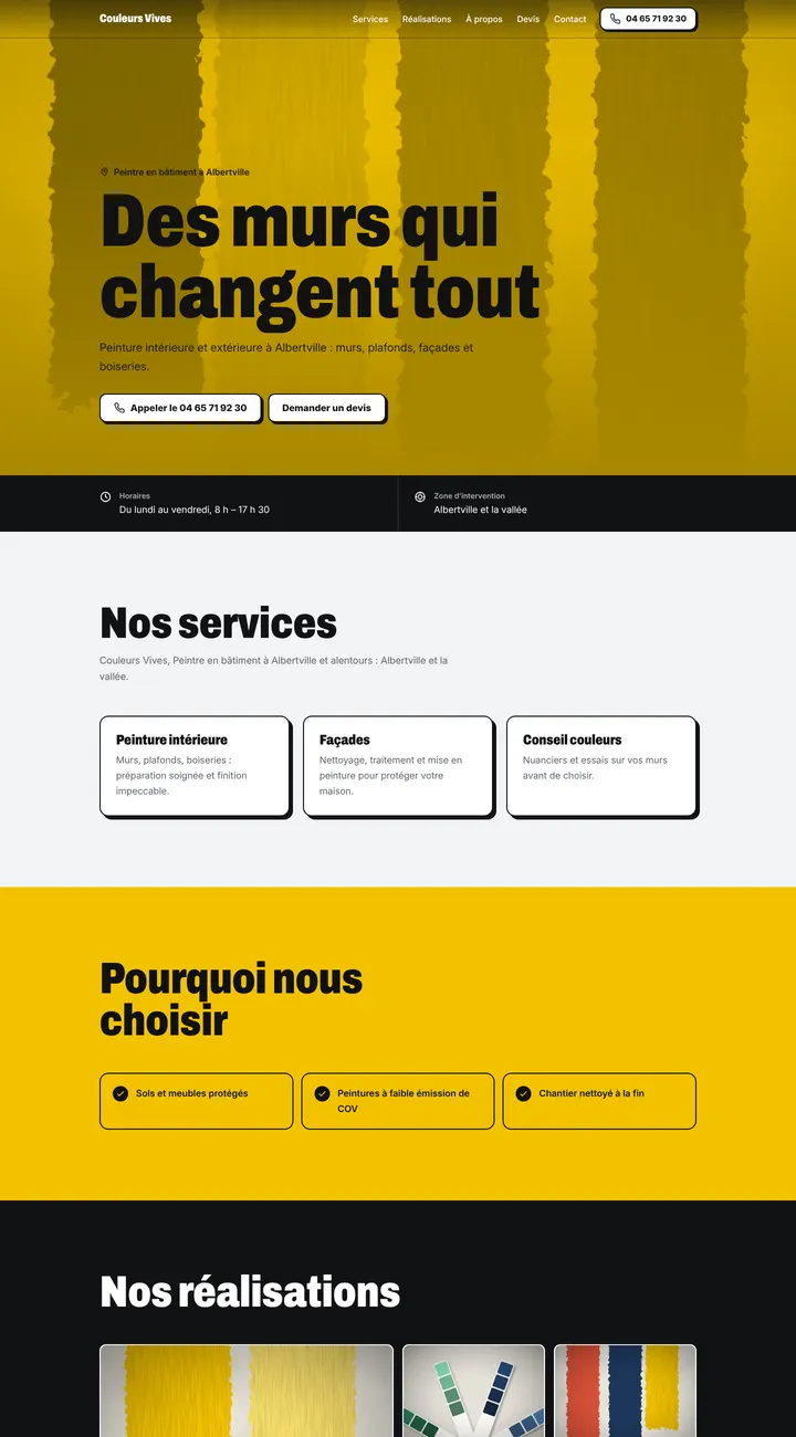 Haut du site d’exemple Couleurs Vives, style Impact